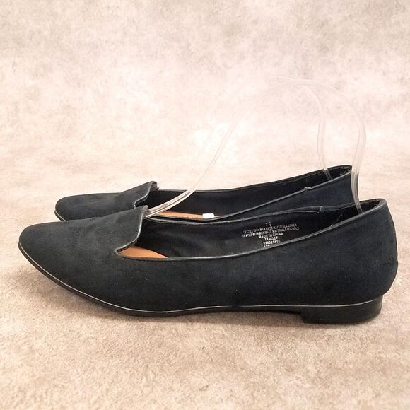 Merona Womens Size 7.5 Black Slip On Loafer Pointed Toe Flats - Picture 4 of 11